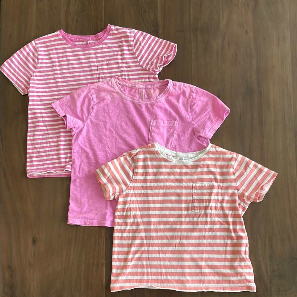 Crewcuts Girls Pink boxy pocket tee bundle of 3, size large (10-11)